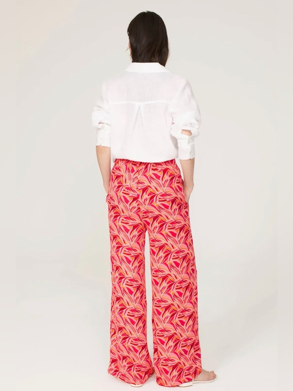 Ashley Park x RTR International Pink Tropical Print Wide-Leg Pants - Picture 2 of 11